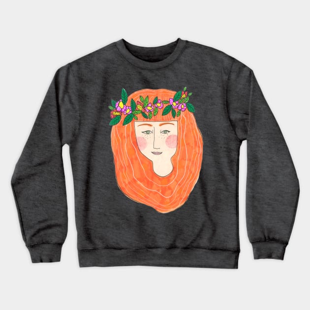 Hippie Girl Crewneck Sweatshirt by DoodlesAndStuff